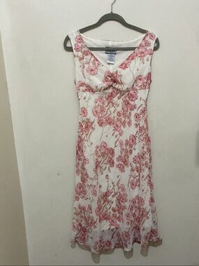 Sleeveless Pink Floral Midi Dress by breaking loose